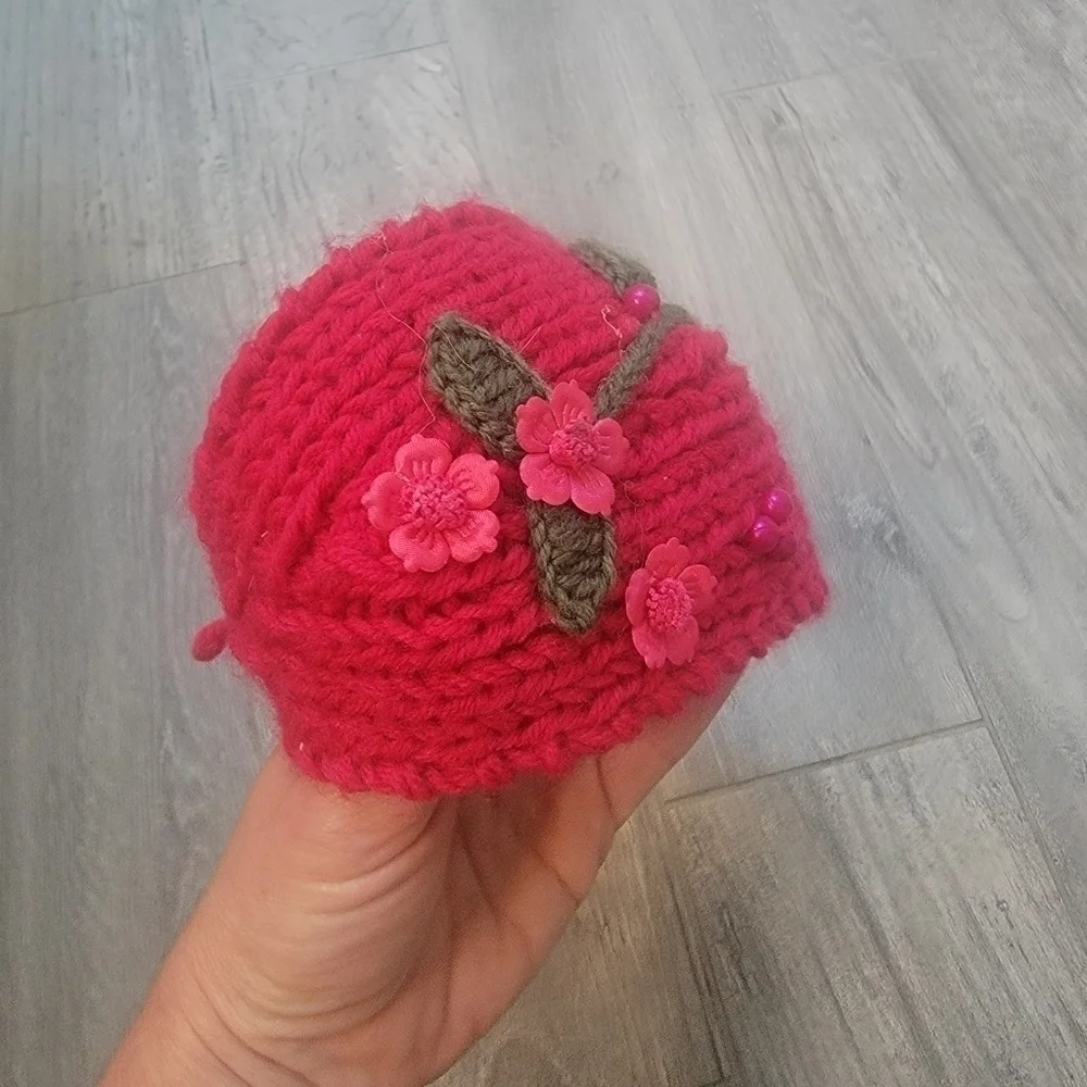 Crocheted Headband Pink Rose